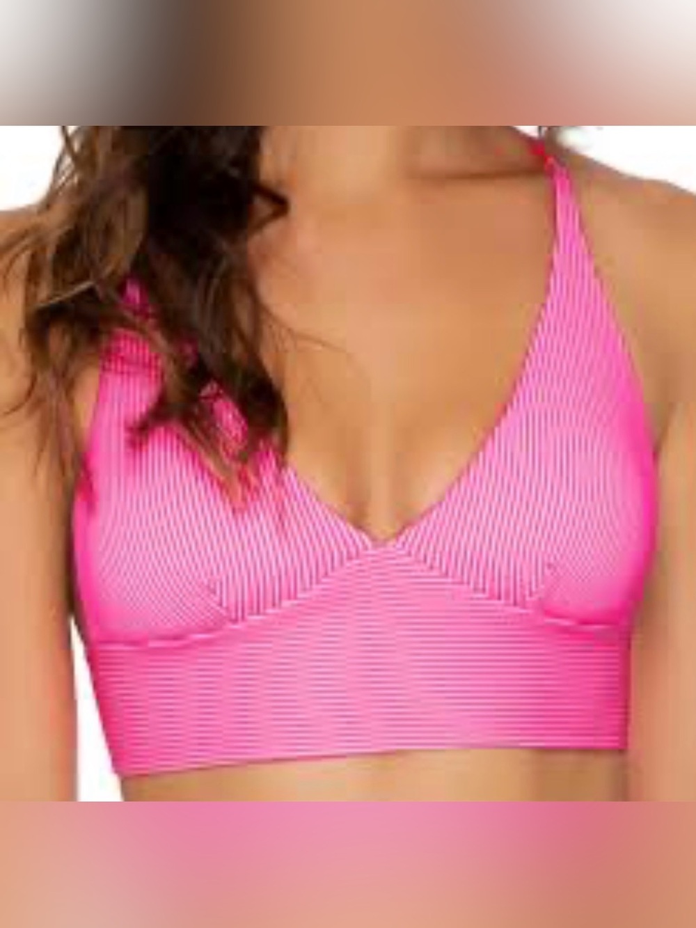 Luli Fama Luli Babe In Miami Cross Back Bustier Bikini Top Neon Pink Size Small